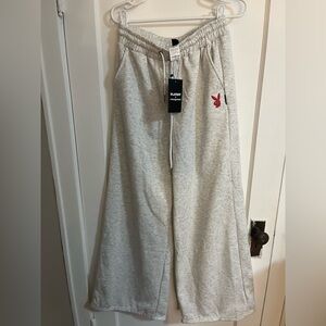 PLAYBOY Gray Sweatpants with Red Logo